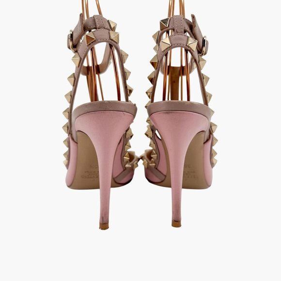 Valentino Rockstud Light Pink Leather Caged Pumps Pointed Heels Size 36.5 US 6.5 - Picture 6 of 15